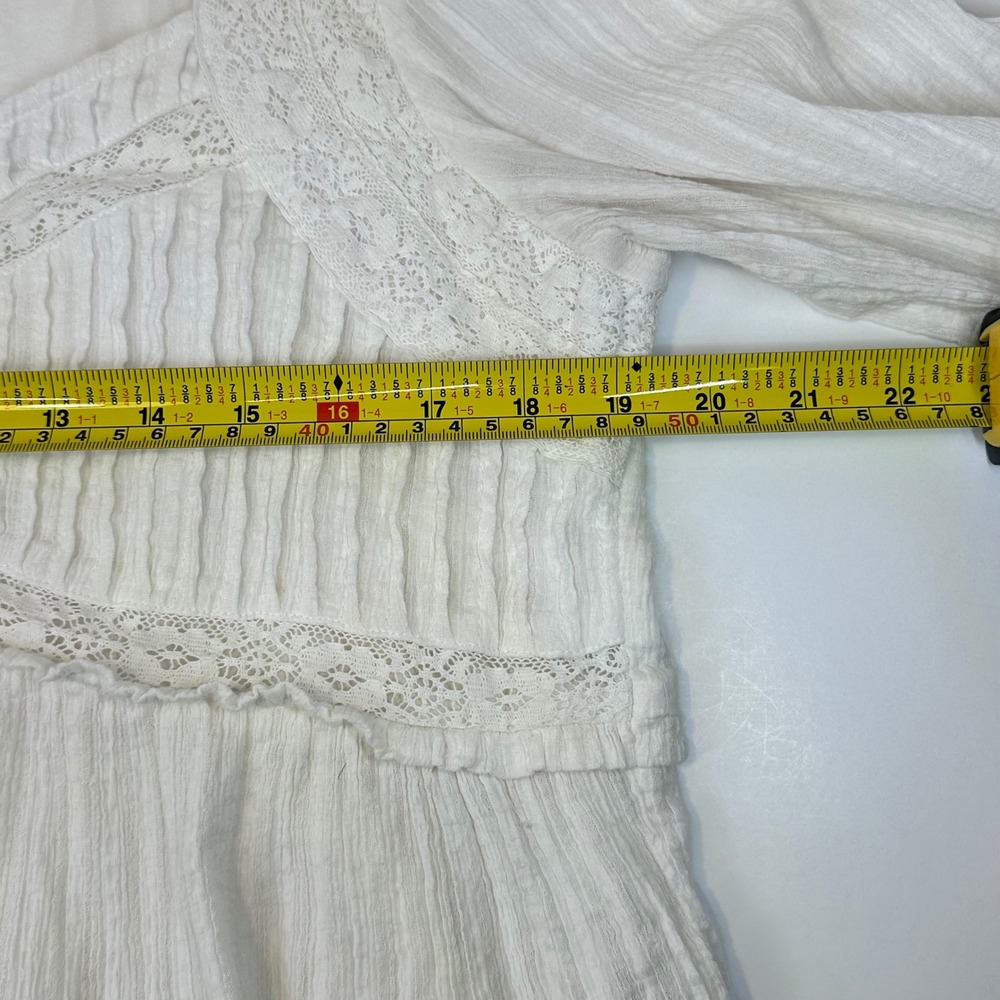 American Eagle White Cotton Lace Peplum Blouse Long Sleeve M 9312678854 - Picture 3 of 9